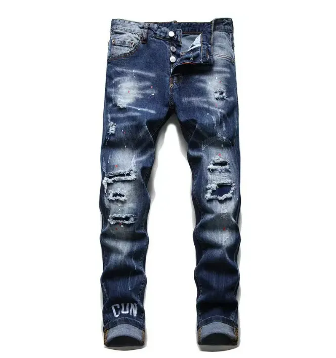 Jeans de créateurs pour hommes et femmes marque tendance marque européenne et américaine slim fit élastique pantalon de mode peinture swing de la mode