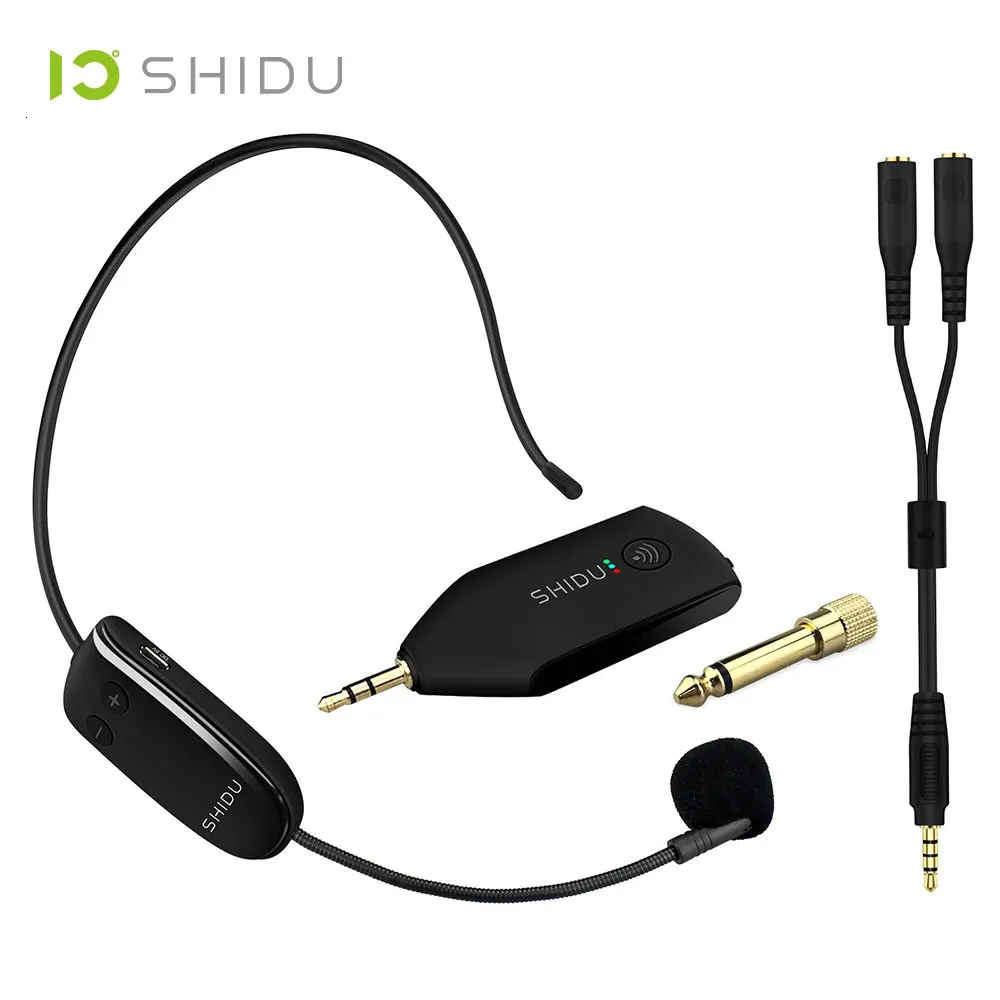 Microphones SHIDU U8 UHF Microphone sans fil 3.5/6.5mm prise casque Portable 2In1 micro amplificateur vocal pour haut-parleurs Guide de l'enseignant 231116