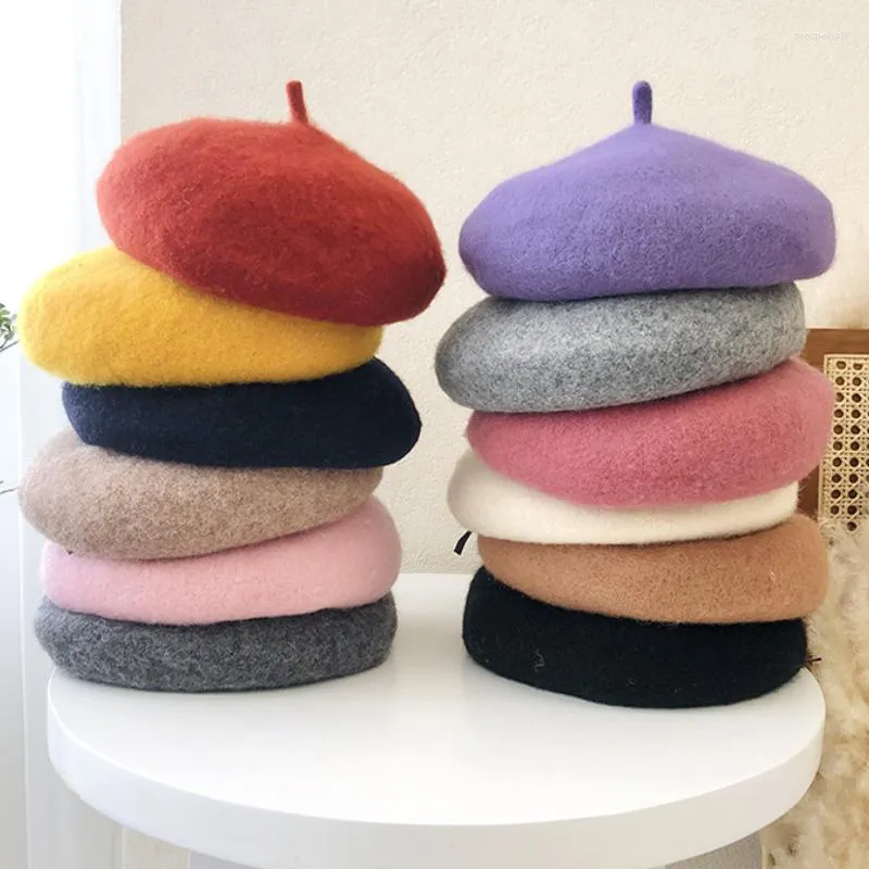 Berets vrouwen wol baretten franse kunstenaar stijl теплой зимняя шапочка hoed retro vlakte baret effen kleur elegant lady herfst caps