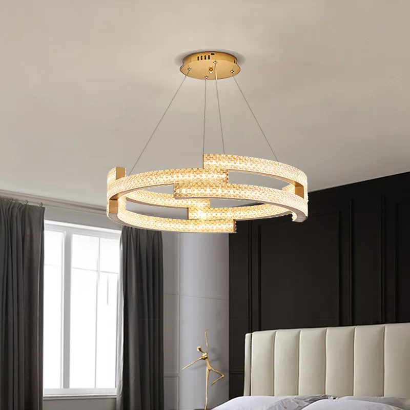 2023 Lustres de plafond modernes Décorations d'intérieur Villa de luxe Salle à manger Salon Lampes suspendues en cristal Décoration d'intérieur Lumières annulaires
