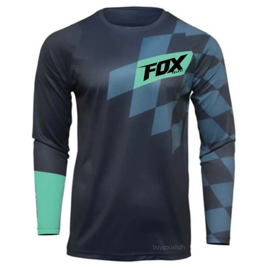 Men's T-Shirts fox teleyi Men Cycling Quick Dry Motocross Jersey Downhil Mountain Bike DH Shirt MX Motorcycle Clothing Ropa for MTB T-Shirts