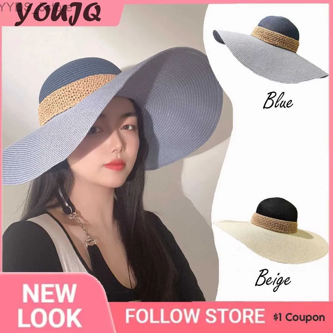 Wide Brim Hats Bucket Hats French Women Summer Beach Travel Str Sun Hat Wide Brim Sunblock Sunshade Holiday Foldable Visort Hat Capeline Paille Femme YQ231116