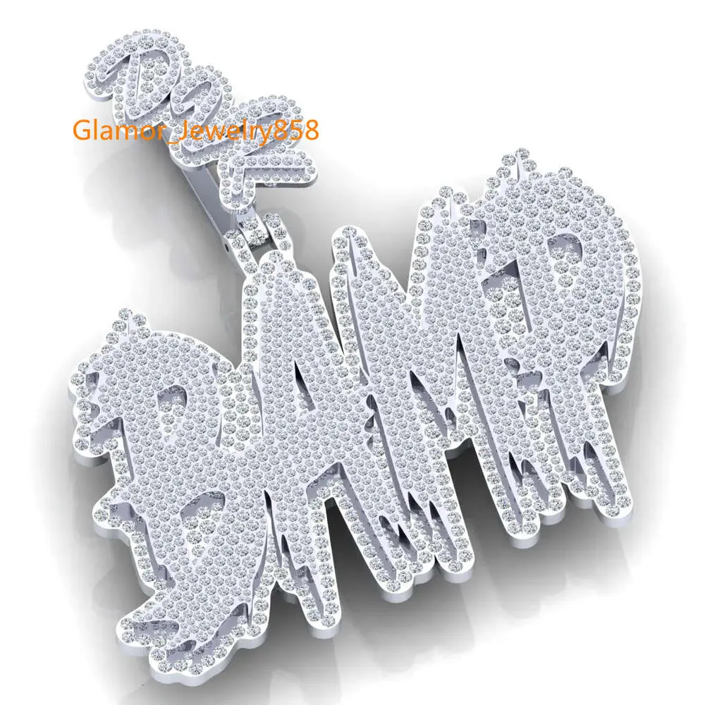 Rapper Hip Hop Jewelry 925 Sterling Silver Cursive Letter Bling Diamond Vvs Moissanite Letter Name Pendant At Cheap Price