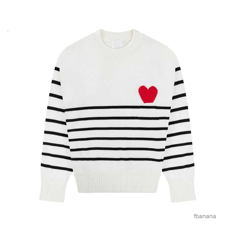 Amis Unisex Luxury Designer Amihoodie Striped Round Neck Turtleneck Sweater Paris Fashion Men's a Letter Red Heart Printed Casual Cotton Hoodie Women's Clothing 28wt