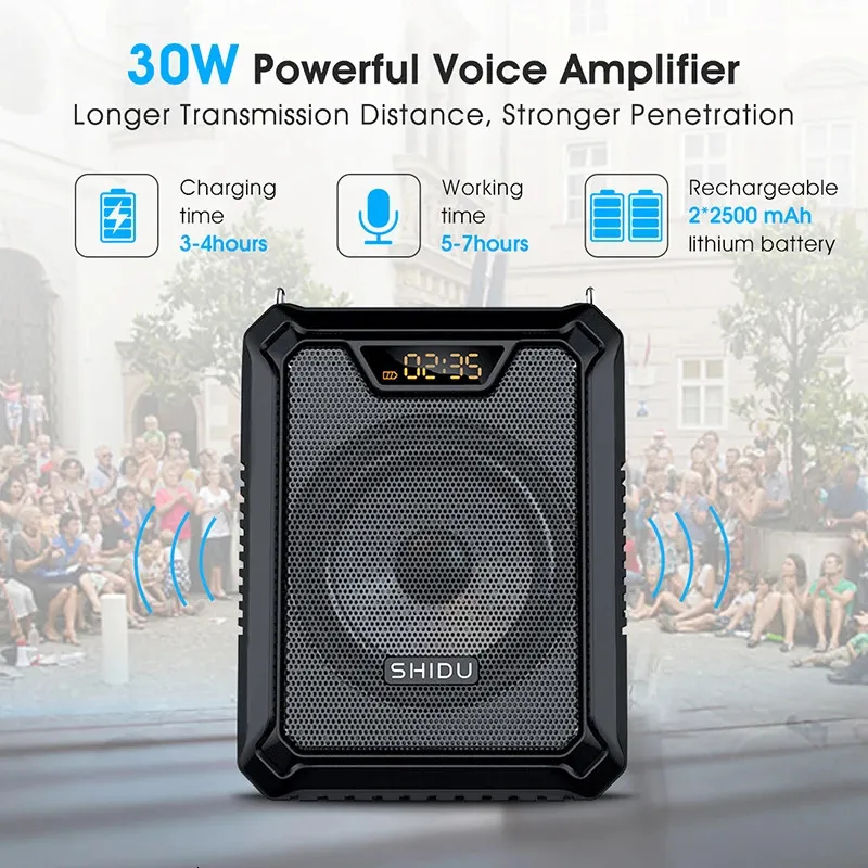 Amplificateur Voix Haut-Parleur 10 W, Moukey Portable Ultraléger Rechargeable avec Microphone pour Enseignants, Formateurs, Haut-parleurs, conférences, Guides de Voyage-Va-1