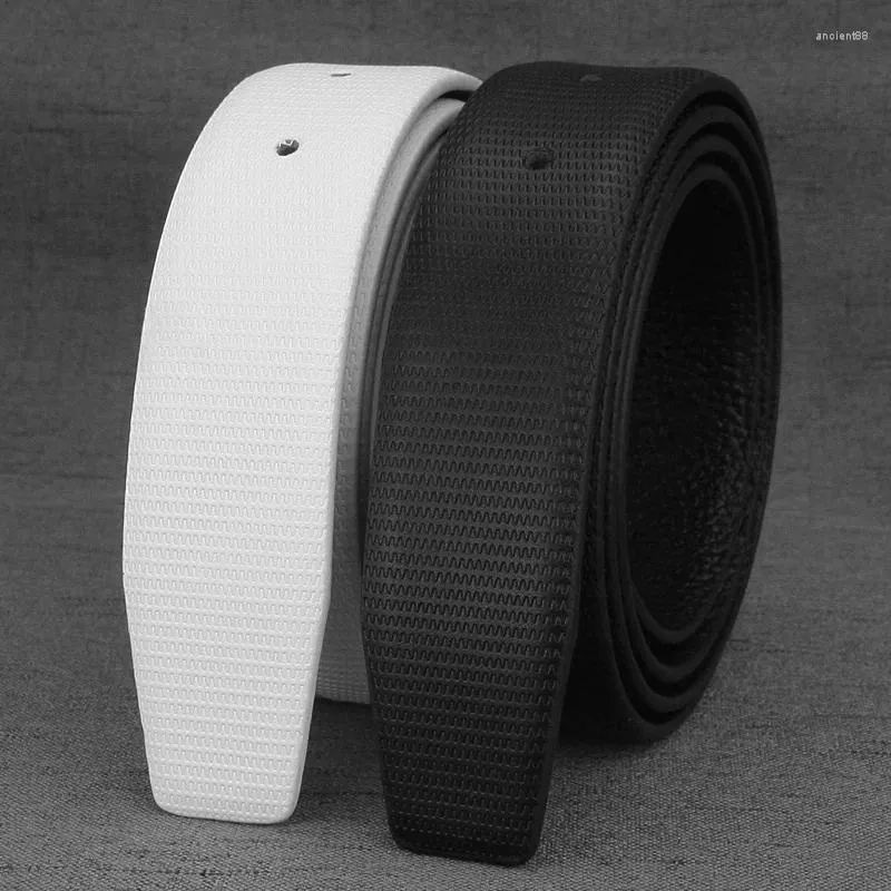 Belts High Quality Only White For Slide Buckle 3.3cm Genuine Leather Waist Strap Fashion Belt Without