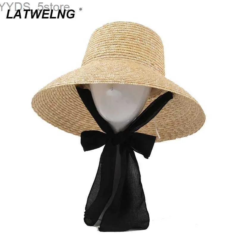 Chapeaux à larges bords Chapeaux de seau Nouvelles femmes chapeaux de soleil à large bord avec Rabbion Protection UV Str chapeau de plaisancier grande taille chapeau de plage été chapeau de pêcheur en gros YQ231116