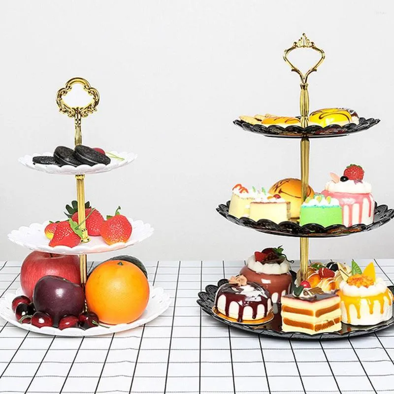 Bakware tools cake lade stand tool home cupcake houder stabiele 2-laags tafelblad fruitplaten display rack met wit