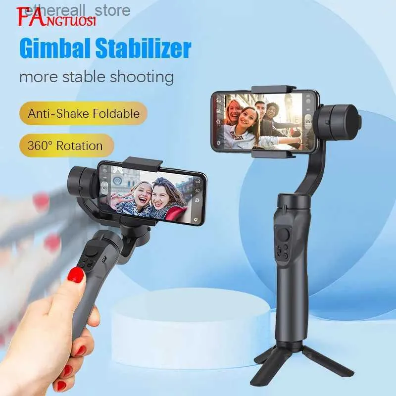 Stabilizers FANGTUOSI 3-Axis Handheld Gimbal Wireless Bluetooth Phone Gimbal Stabilizer for New Tripod Gimbal Smartphone Stabilizer Gimbal Q231116