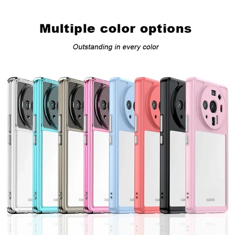 Clear Acrylic hårt stötsäkert telefonfodral för Xiaomi 12 Lite 12 Pro 12x 12s Pro 12S Ultra Candy Color TPU stötfångare Robust skyddande bakslagskal