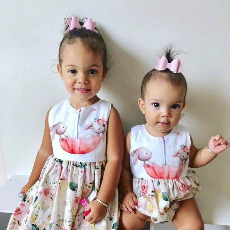 Clothing Sets 2023 Easter Clothes Born Kids Baby Girl Sister Matching Outfits Flower Romper Dress Set