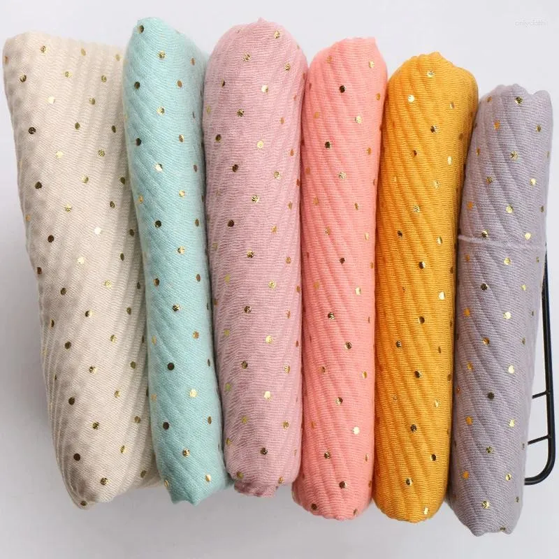 Scarves 2023 Wrinkle Polka Dot Hijab Scarf Women Muslim Shawls Glitter Wraps Shiny Stretchy Headband Soft Islamic Turban 1PC