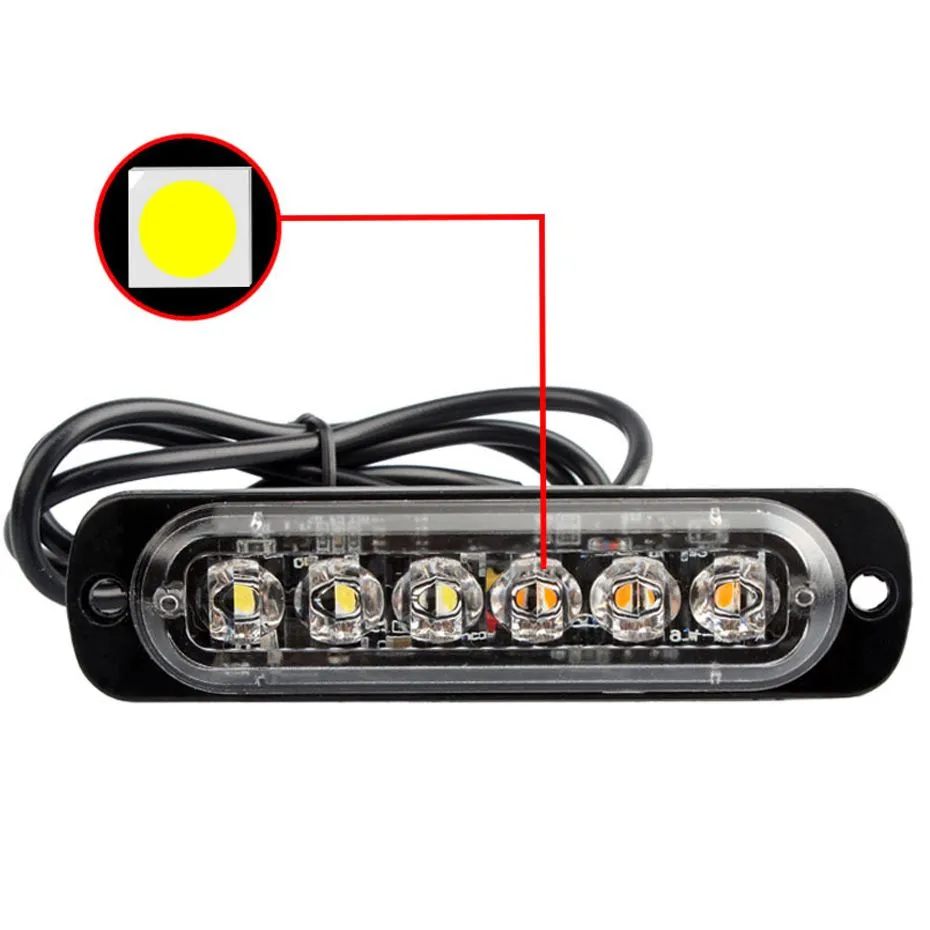 6 LED Strobe Light Truck Warning Lights 12-24v Universal Emergency LED Light For Car SUV Vehicle Motorcycle