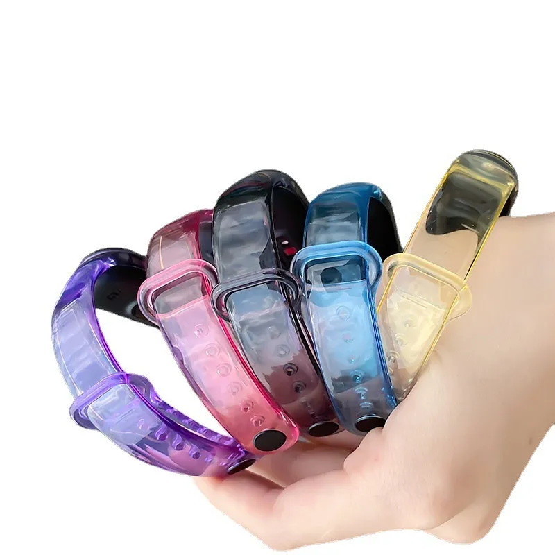 Para Xiaomi Miband 8 Correa 7 6 5 4 3 Reemplazo deportivo Correas de cambio de color de silicona Pulsera de reloj inteligente para Mi band Correa Pulseras Pulseira Clear