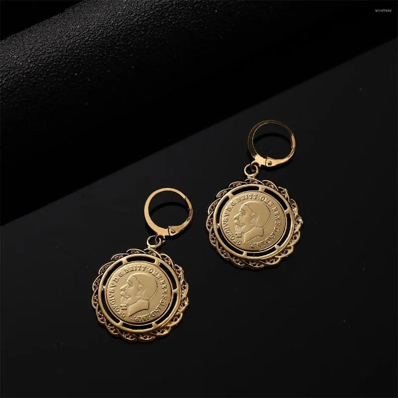 Dangle Earrings Gold Plated Ethiopian Coin Habesha Eritrea Africa Wedding Jewelry Gift