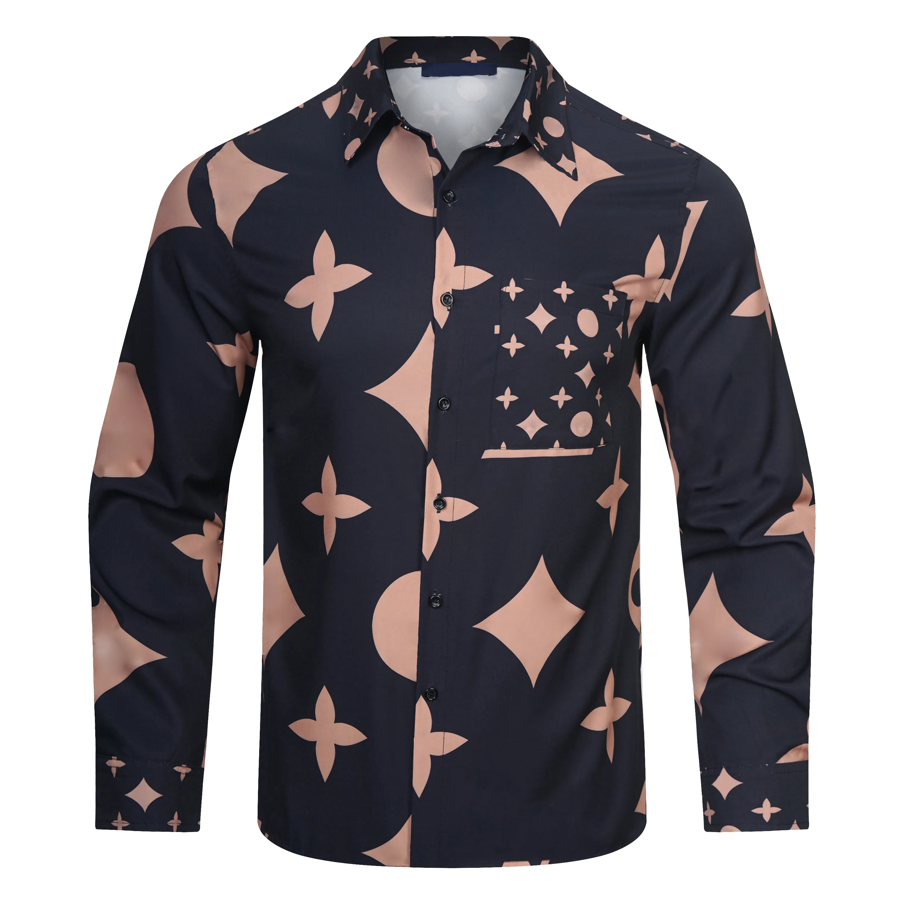 thumbnail image 2 of Geometric Hawaiian Casual Button-Down Shirts For Men For Sale 2 of 11