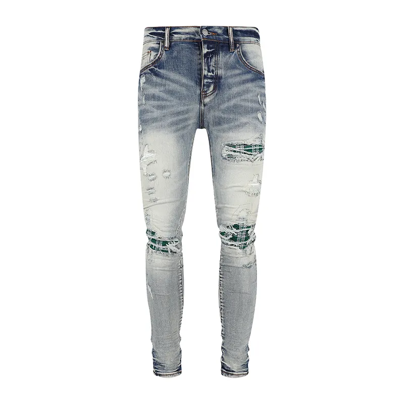 2023 Nieuwe Heren Jeans Verontruste Motorfiets Biker Jean Rock Skinny Slim Ripped Gat Brief Top Kwaliteit Merk Hip Hop denim Broek 336BH