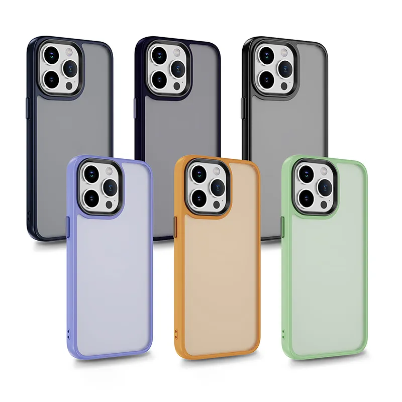 iPhone 15 14 13 Pro Max Phone Case for Apple 12 Plus Matte Skin-friendly Corner-cushioned Colorful Individual Metal Button Strap Hole Coque Fundas Mobile Back Cover