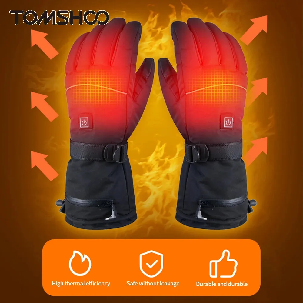 Handvoetwarmer Tomshoo Verwarmde Handschoenen voor Mannen en Vrouwen Elektrische Batterij 5V 4000mAh Outdoor Handwarmer Skihandschoenen voor Klimmen Wandelen Fietsen 231116