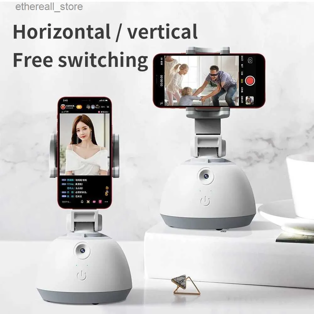 Stabilizzatori Monitoraggio automatico del viso Telefono Selfie Stick Supporto intelligente per rotazione a 360 gradi AI Follow-up Video Vlog Live Gimbal Stabilizzatore Treppiede per dispositivi mobili Q231116