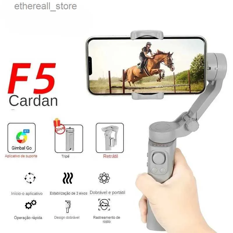 Stabilisatorer Ny F5 3-axel handhållen gimbal vikbar smartphone anti shake videoregistrering stabilisator för Android iOS mobiltelefon ansikte spårning q231116