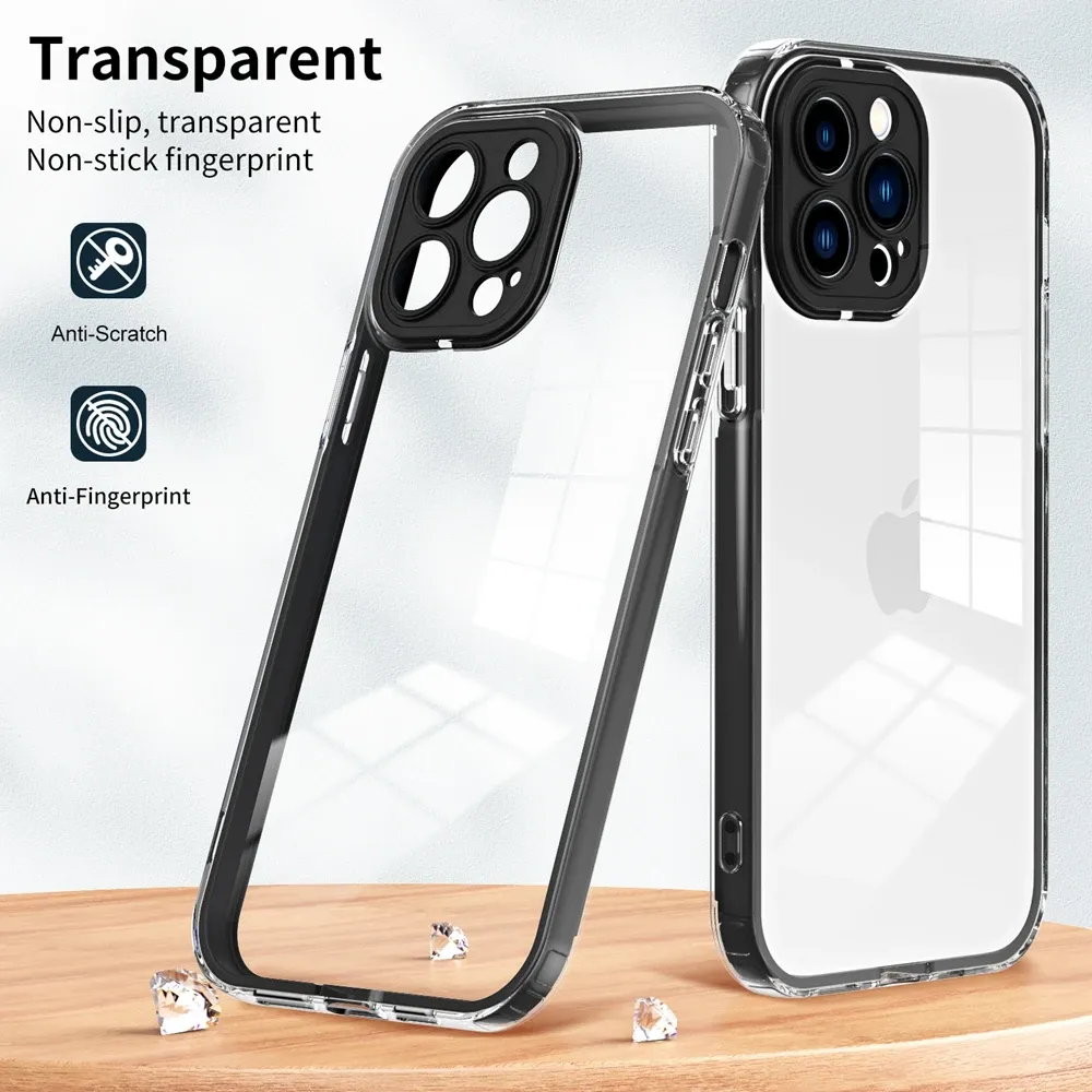 Coque de téléphone Airbag transparente en TPU 3 en 1, pour iPhone 15 14 13 12 11 Pro Max X XS XR 14Pro 13Pro, couleur bonbon, protecteur d'objectif d'appareil photo, coque arrière robuste et résistante aux chocs