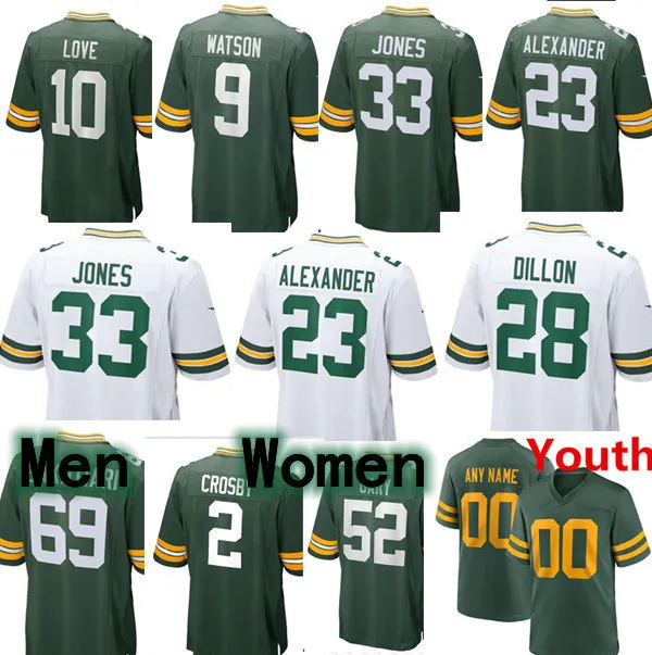 Reggie White Bart Starr Brett Favre Josh Jacobs Jordan Love Jaire Alexander Jayden Reed Romeo Doubs Dontayvion Wicks Christian Watson Rashan Gary Football Jersey