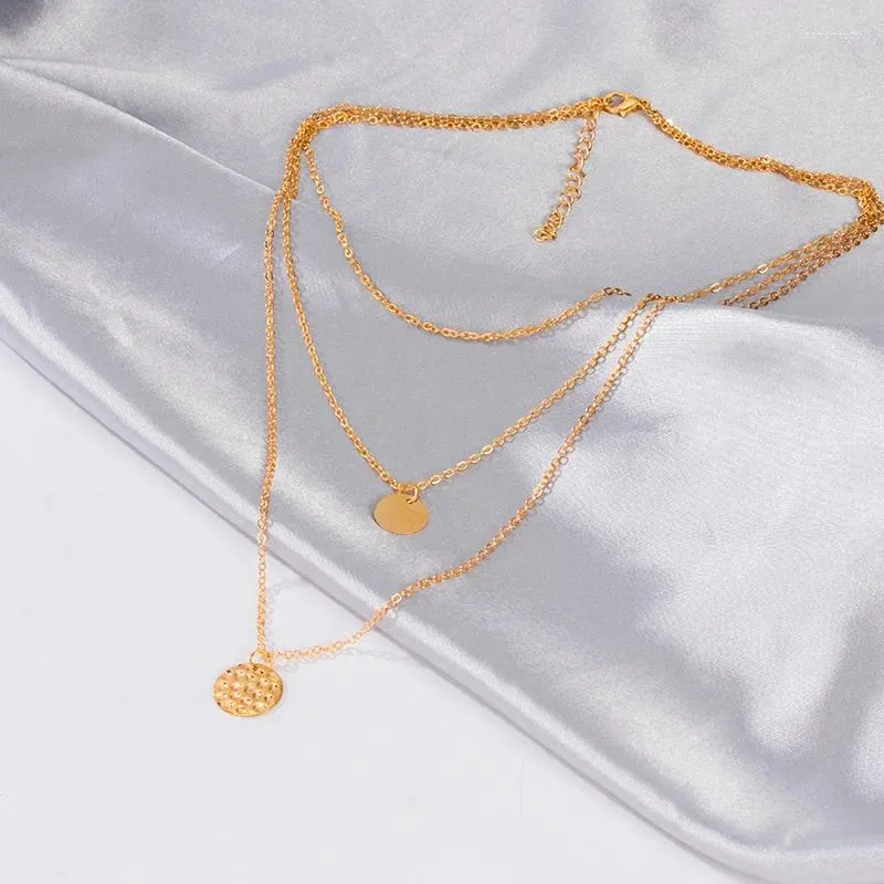Pendentif Colliers Vintage Coin rond pour femmes filles Long collier en cristal multicouche 2023 bijoux de mode féminine