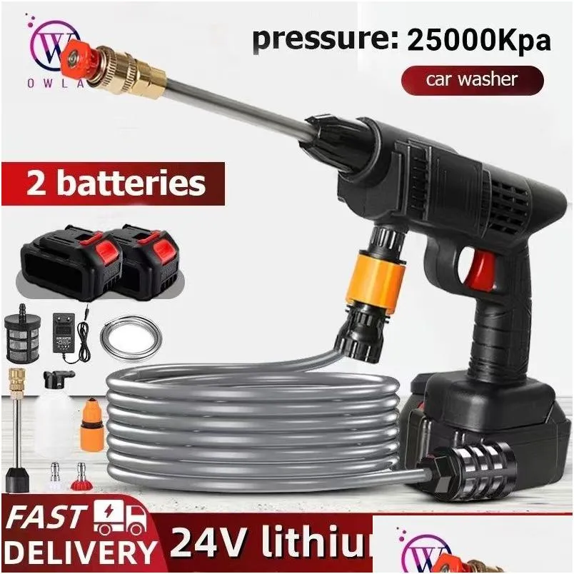 Équipements d'arrosage Équipements d'arrosage Portable sans fil haute pression laveuse de voiture 24V batterie au lithium pulvérisateur de puissance outil de lavage de jardin Dhqwo