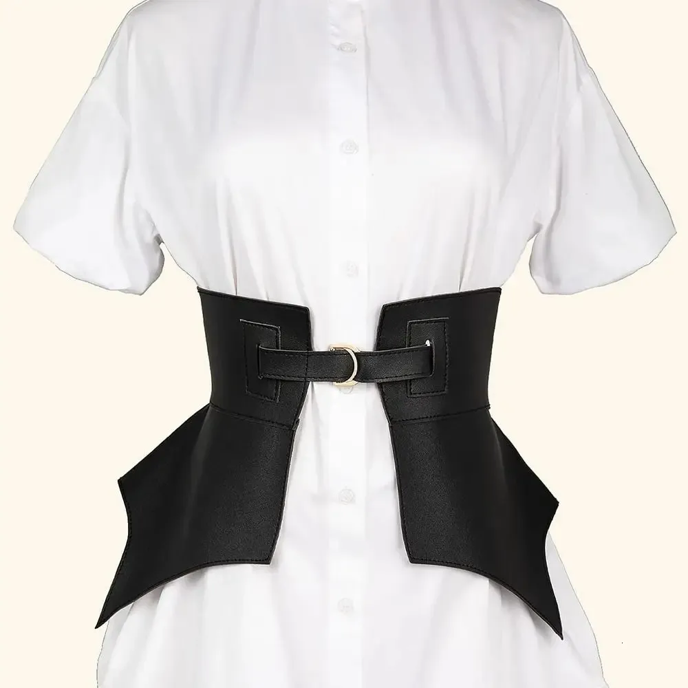 Women Wide PU Leather Belt 2-in-1 Waistband with Skinny Belt Wide PU Leather Belt Dress Jeans Pants Decorative Waistband  main image 3