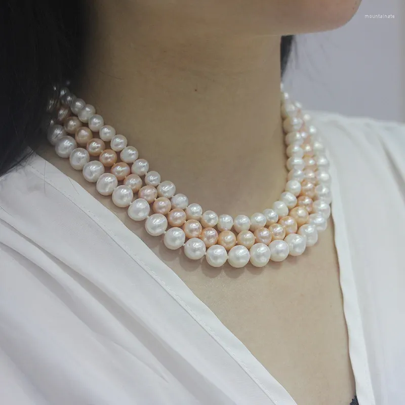 Chaînes Collier de perles d'eau douce Naturel Authentique Super Haute Performance Fini CHE575
