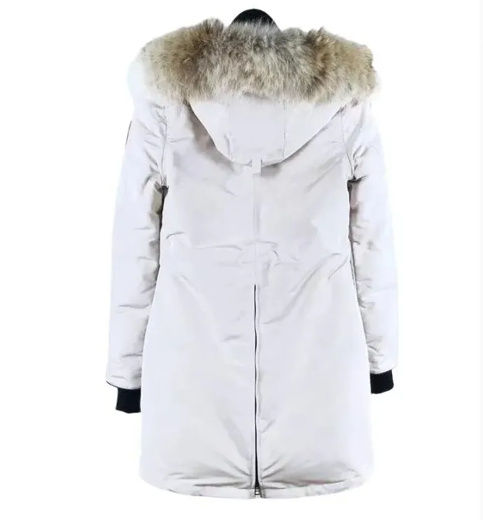 Designer womens parka coats with fur hood top