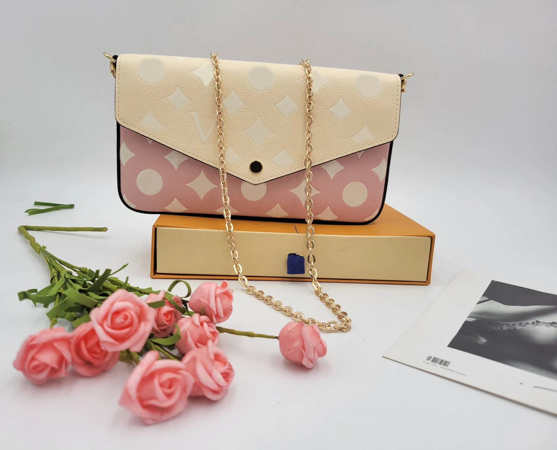 Designer de mode femmes sacs à bandoulière de luxe Pochette Felicie sacs à main en cuir fleur lettre chaînes bandoulière printemps dames Empreinte sacs à main avec boîte Top-qualité