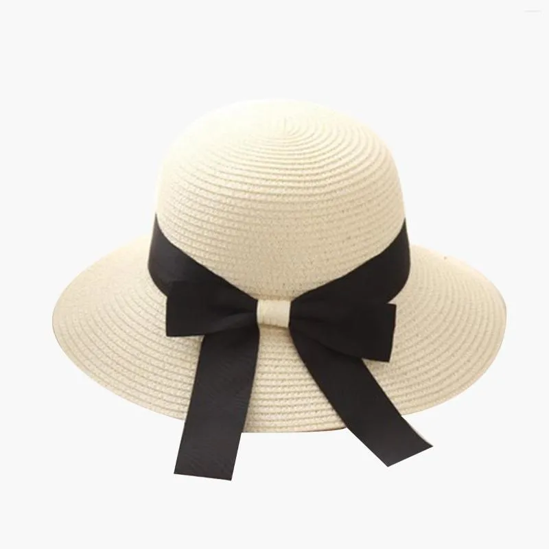 Широкие шляпы с краями солнцезащитный крем соломенная шляпа летние дамы стример бабочка рыбацкие пляжные каникулы Sunhat Fashion All-Match