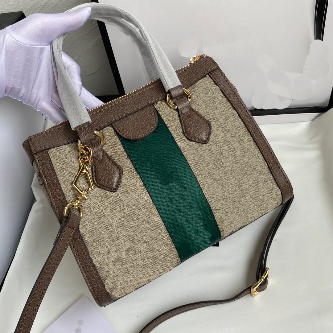 2024 Elegante Canvas-Tragetasche mit Lederbesatz und abnehmbarem Schultergurt in klassischem Grün und Beige, Damenmode, lässiges Design, Luxus-Tasche, Handtasche 547551