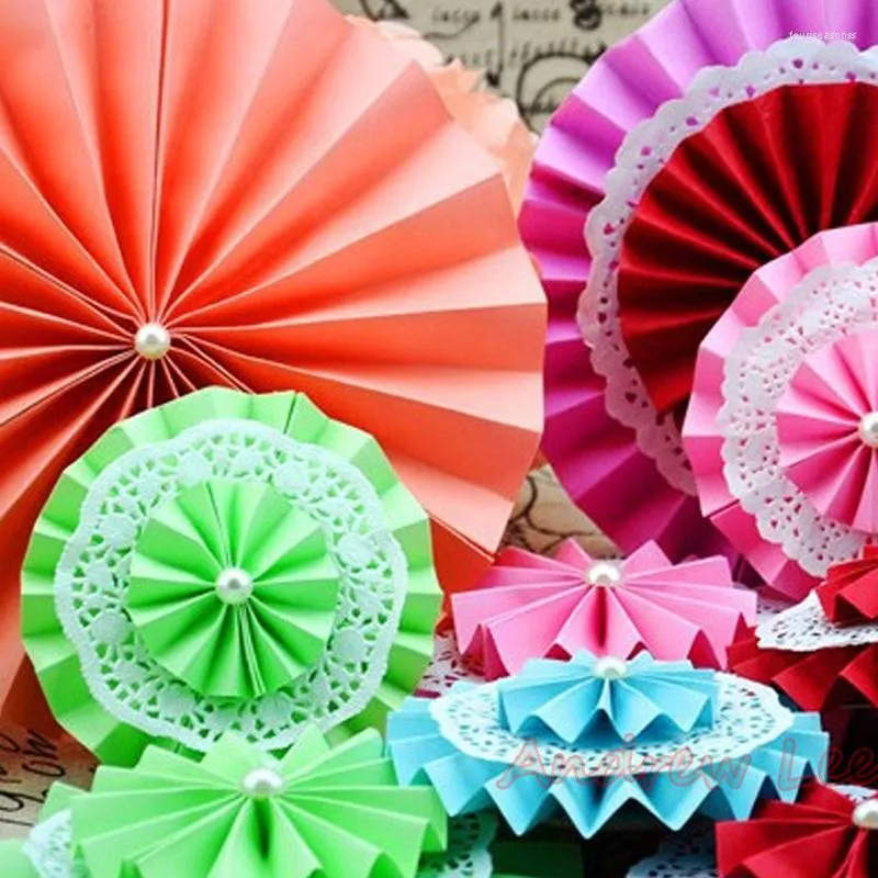 Fleurs décoratives 10 pcs/lot 6 "(15 cm) papier de soie ventilateur fleur pour Mariage Casamento fête d'anniversaire décoration trois couches artisanat bricolage maison