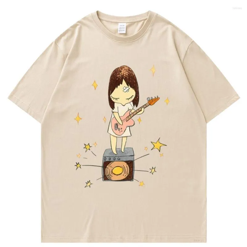 Męskie koszule Yoshitomo Nara Gitara Summer Męska T-shirt damski damski damski gość z krótkim rękawem tee ubrania męskie