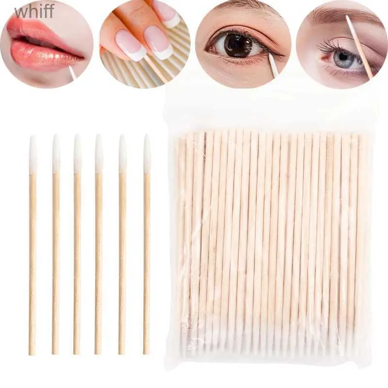 Wattenstaafje 100 stuks Ultrafijn wattenstaafje Houten stokjes Neus Oren Reiniging Verzorgingsbenodigdheden Mascara Applicators Wimperverlenging Make-up ToolsL231116