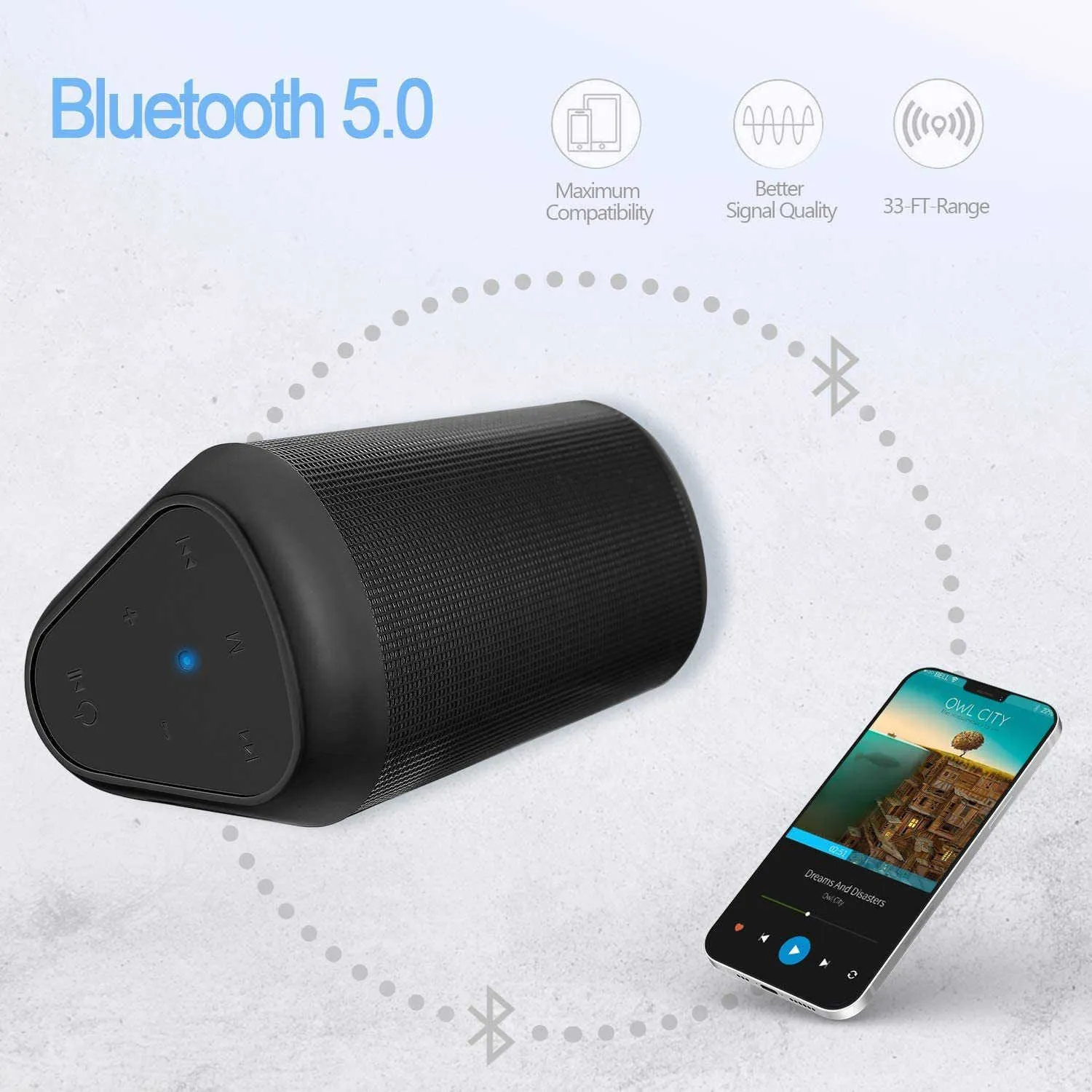 Portable Speakers Portable Wireless Bluetooth Speakers 7 LED Lights Patterns Wireless Speaker V5.0 Built-in Microphone HandsFree Valentines Gifts