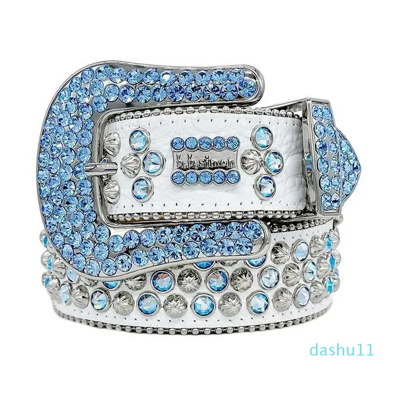 Purple 2023 Designer Fashion Simon Belts for Men Women Shiny diamond belt Black Blue white multicolour with bling rhinestones