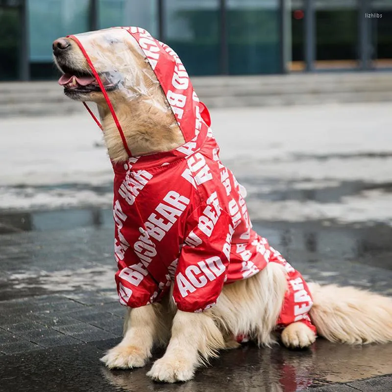 Dog Apparel Large Raincoat Pet Waterproof Detachable Big Dogs Rain Jacket Water Resistant Clothes For Golden Retriever Labrador Husky