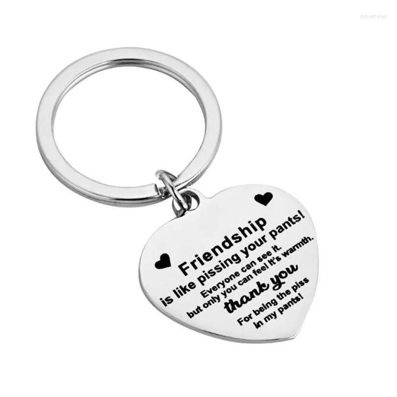 Keychains Friendship Love Heart Key Chain Engraved Letters MUM Thank You For Everthing Keychain Friend Stainless Steel Ring