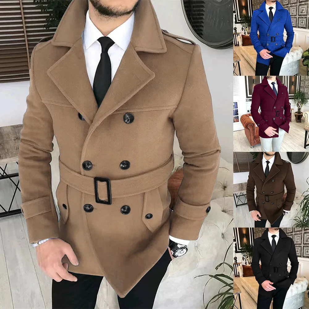 Mens Double Breasted Woolen Winter Trench Coat Mens With Belt Fashionable And Elegant For Autumn 2023 British Retro Style In Solid Color 231115 From Hu03 29.79 DHgate.Com