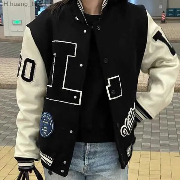 Vintage Letterman Jacket for Men Autumn Baseball Jacket Hip Hop Loose Varsity Fashion Winter Warm Jacket Off White M37G