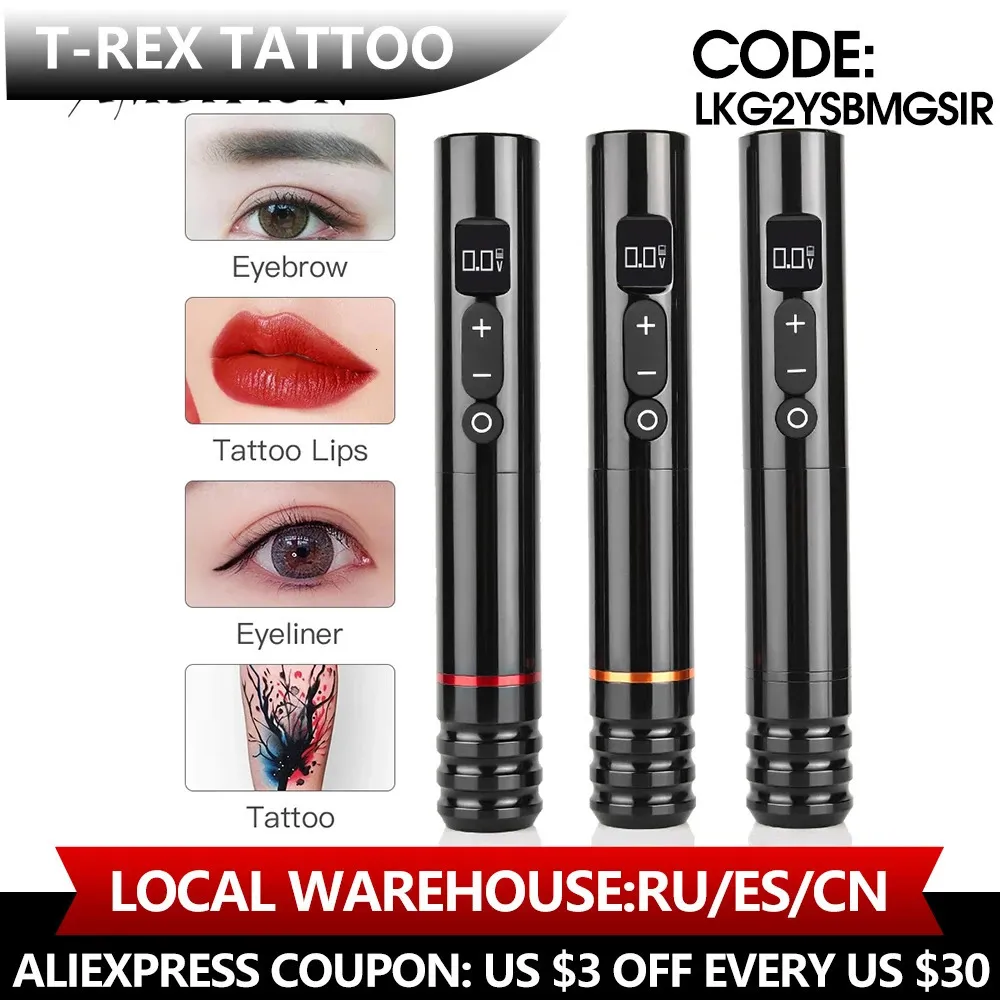 Maszyna tatuażu T-Rex 3,5 mm bezprzewodowa maszyna do tatuażu Pióro stałe makijaż do eyeliner narzędzia do profesjonalnych brwi skóry głowy Tattoo Suit 231115