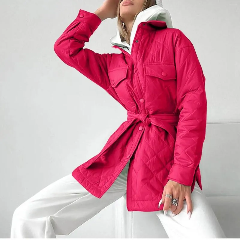 Cappotto trench da donna per donna scuola 2023 inverno addensato caldo giacca imbottita stile coreano piumino in cotone Parka design con spacco laterale