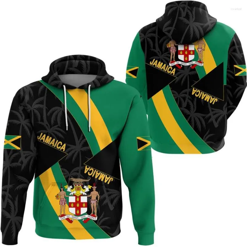 Herrtröjor män kvinnor jamaica tryck 3d roliga land flagga tröja mode huva långärmad blixtlås unisex pullover