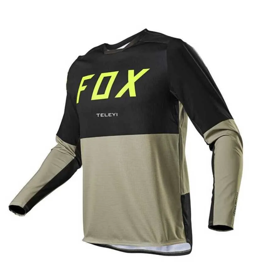 2023 T-shirts pour hommes Enduro VTT manches de cyclisme maillot de cyclisme chemise de descente Camiseta T-shirt de motocross Mx vêtements de vélo de montagne FOX teleyi jersey Q22