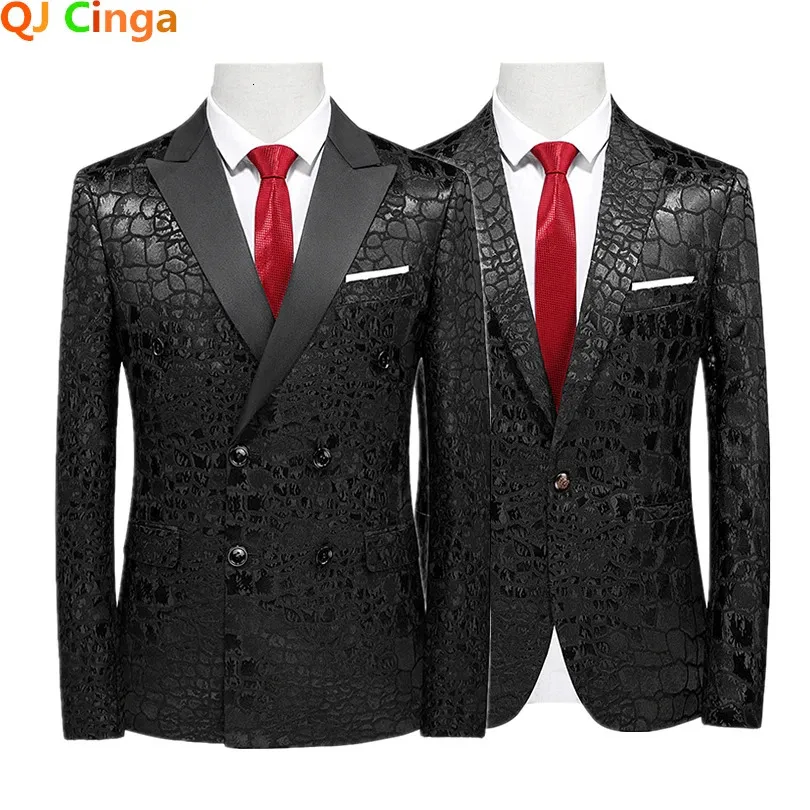 Mens Suits Blazers DoubleBreasted Suit Jacket For Business Black Terno Masculino Wedding Party Homme Big Size Men Tuxedo M5xl 6xl 231116