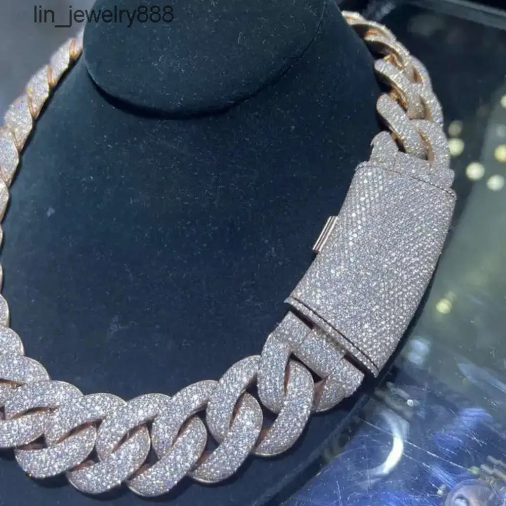 Joias de hip hop 22 - 25mm colar cubano sólido 925 prata vvs moissanite colar joias personalizadas